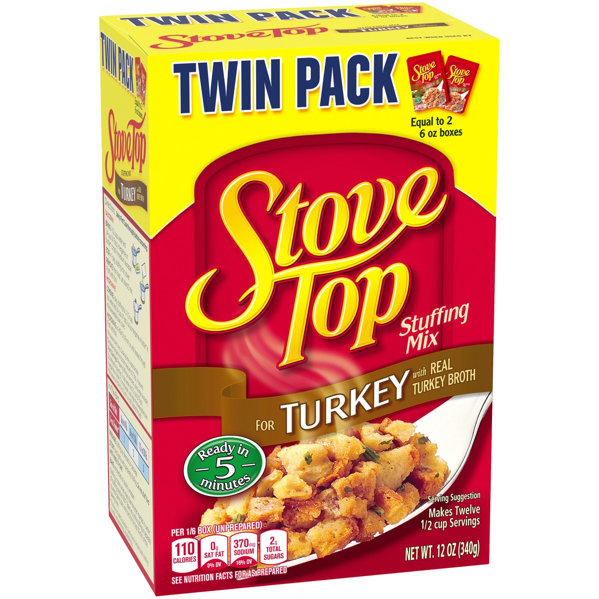 slide 8 of 9, Stove Top Stuffing Mix for Turkey Twin Pack, 12 oz Box, 2 ct