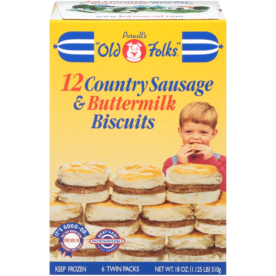 slide 1 of 8, Purnell's "Old Folks" Country Sausage & Buttermilk Biscuits, 12 ct