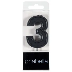 Priabella Metallic Birthday Candle Gold/Black - 3 Assorted