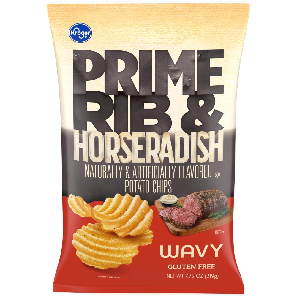 slide 1 of 1, Kroger Prime Rib & Horseradish Wavy Potato Chips, 7.75 oz