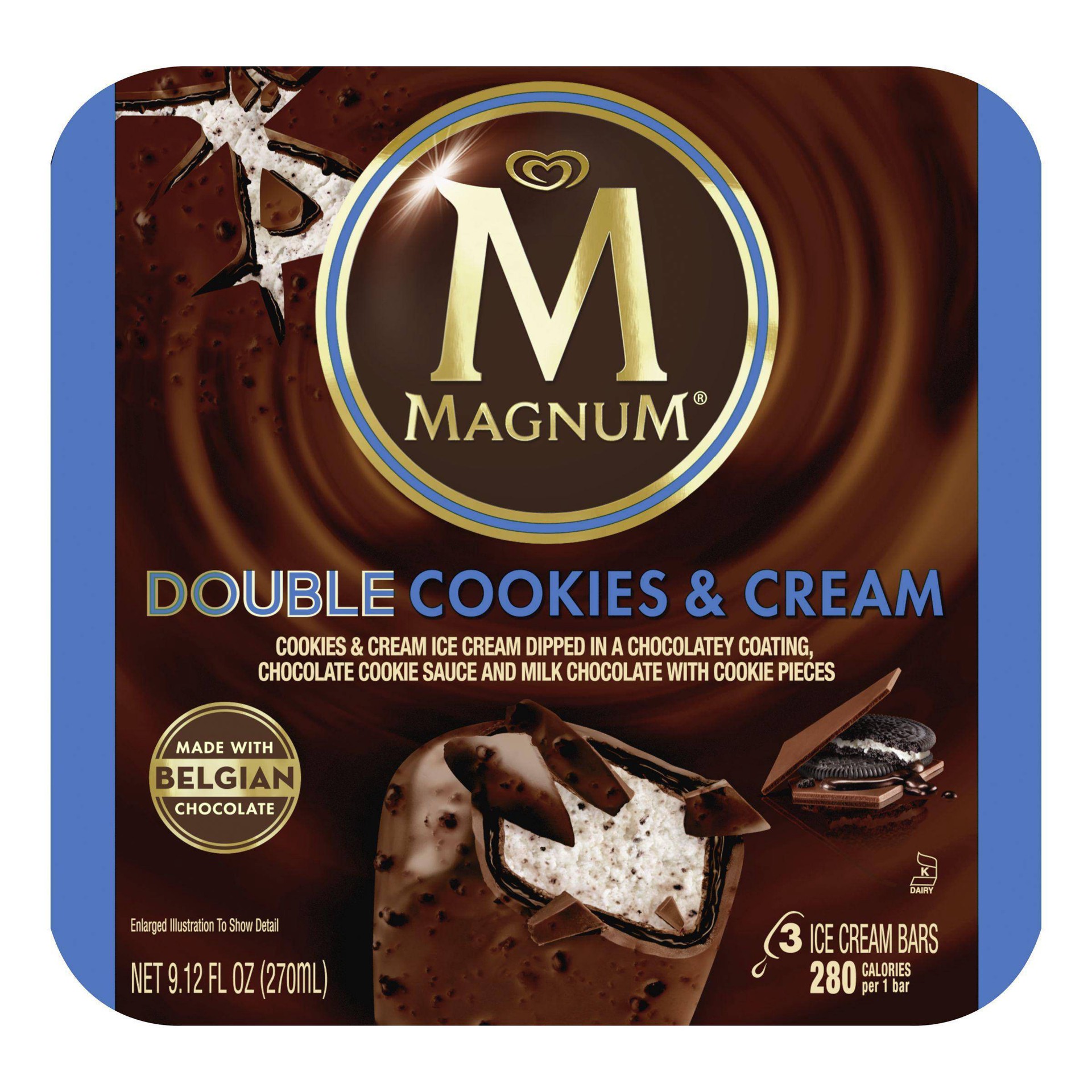 slide 1 of 6, Magnum Double Cookie & Cream Ice Cream Bar, 3 ct; 9 fl oz