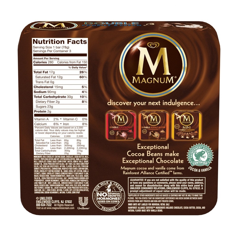 slide 4 of 5, Magnum Double Cookie & Cream Ice Cream Bar, 3 ct; 9 fl oz