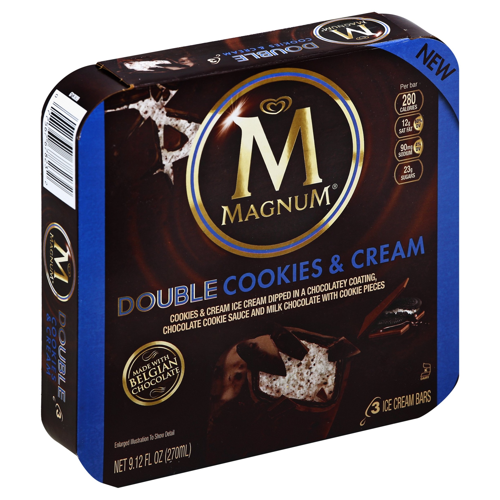 Magnum Double Cookie & Cream Ice Cream Bar 3 ct; 9 fl oz Shipt