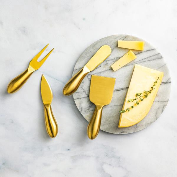 slide 1 of 1, Hy-Vee Seasons Gold Cheese Knives, Set Of 4, 1 ct