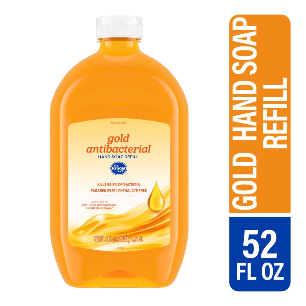 slide 2 of 2, Kroger Gold Antibacterial Hand Soap Refill, 52 fl oz
