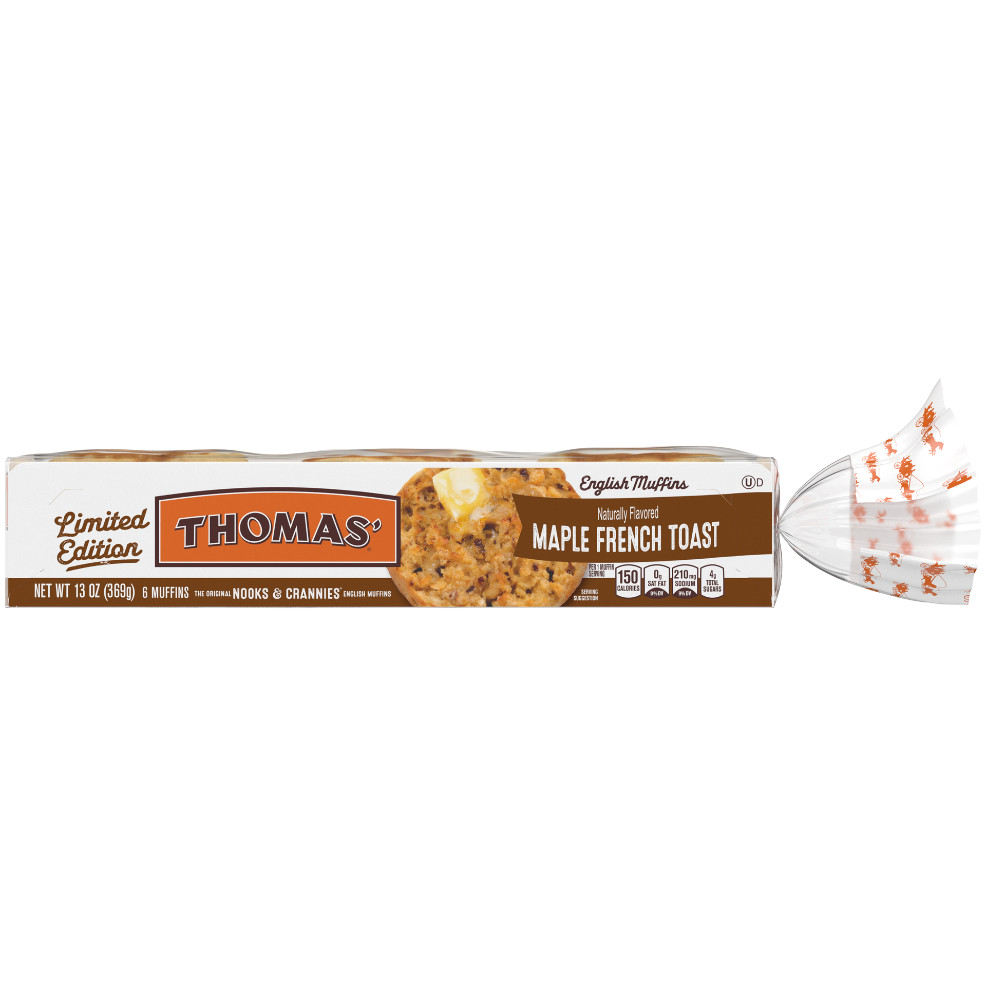 slide 3 of 5, Thomas' Limited Edition Maple French Toast English Muffins, 6 count, 13 oz, 6 ct