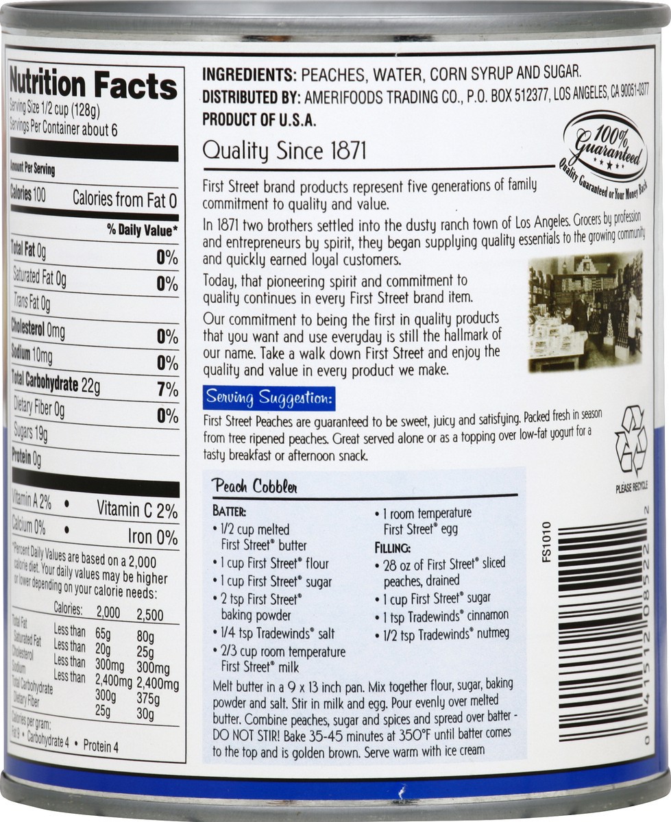 slide 5 of 6, First Street Sliced Peaches In Heavy Syrup - 29 oz, 29 oz