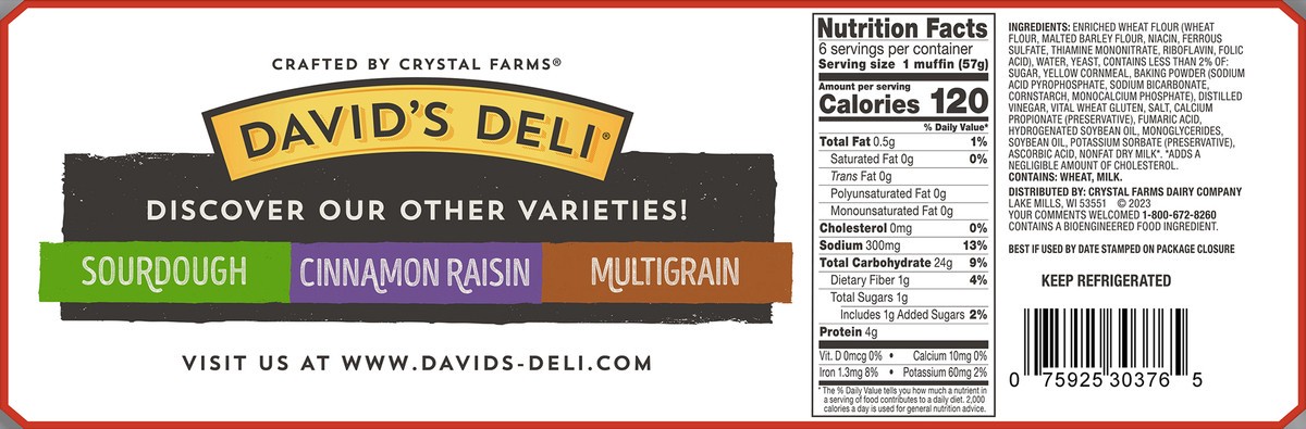 slide 5 of 7, David's Deli English Muffins, 6 ct