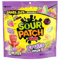 SOUR PATCH KIDS Fruits Mix Soft & Chewy Gummy Candy, Share Size, 11.03 oz