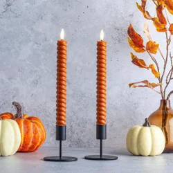 Spiral Taper Candles In Rust - Set of 2
