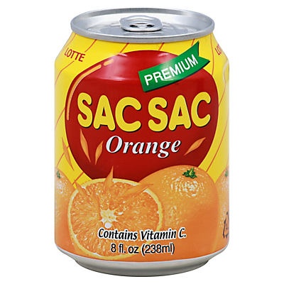 slide 1 of 1, Lotte Sac Sac Orange Drink, 8 oz