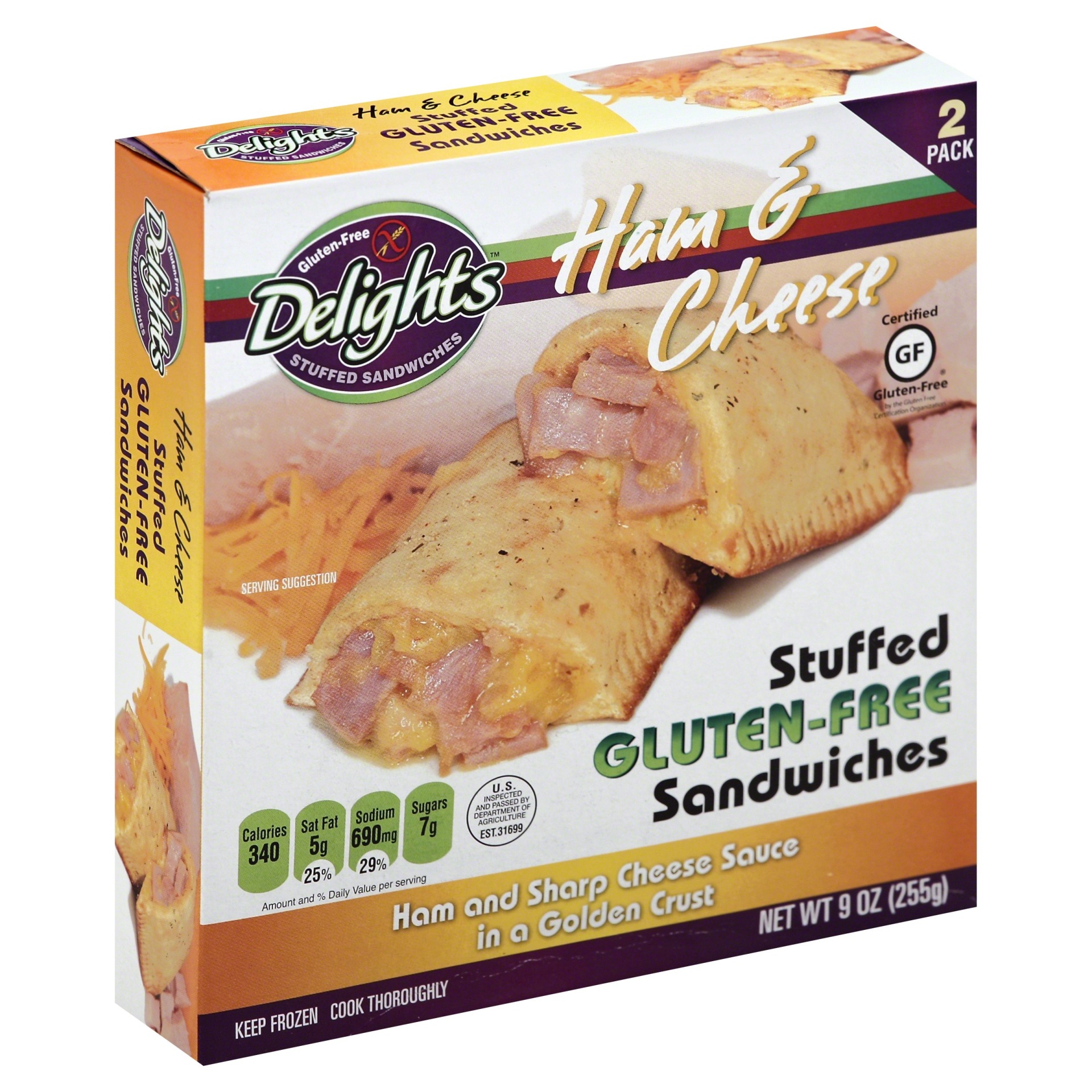 Delights Gluten Free Ham & Cheese Stuffed Sandwiches 9 oz Shipt