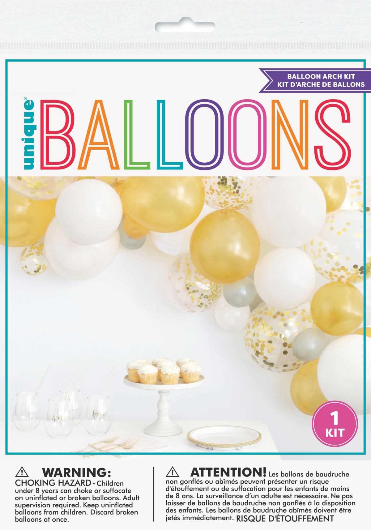 slide 1 of 1, Unique Gold Confetti Balloon Arch Kit, 40 ct