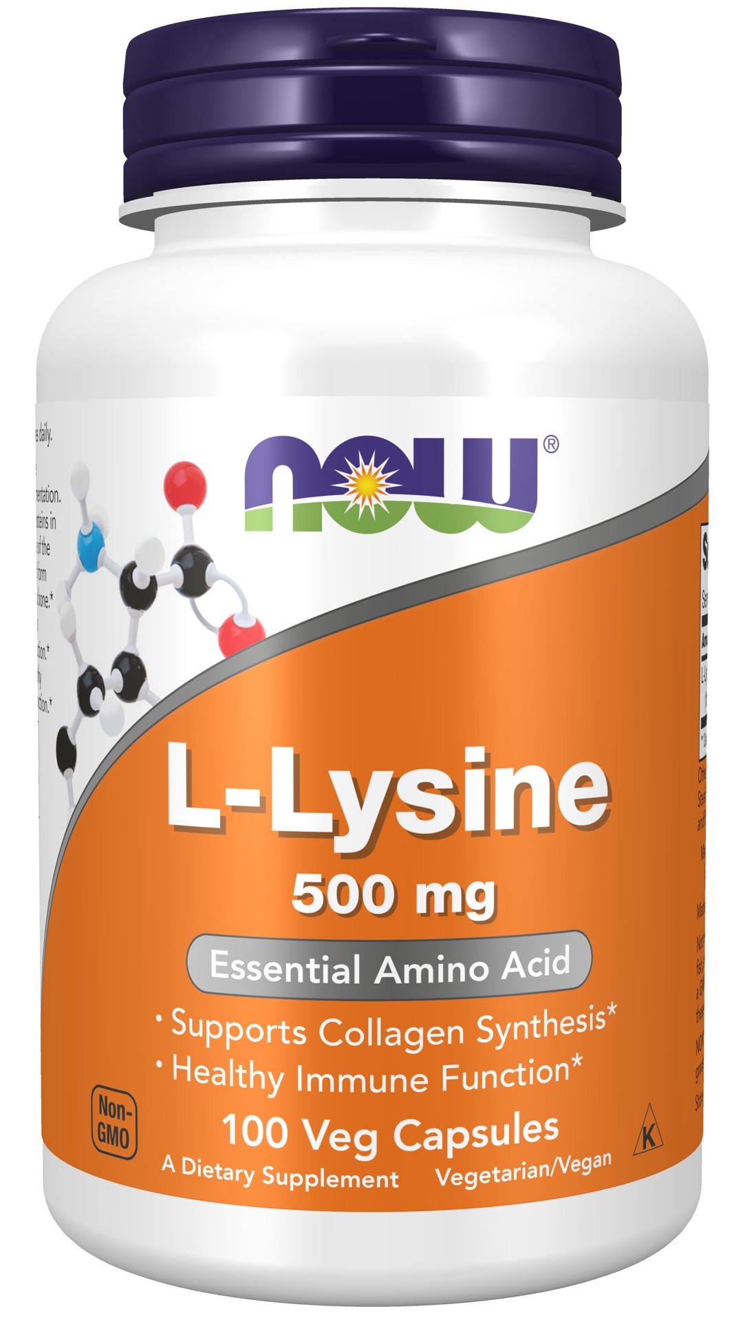 slide 1 of 4, NOW L-Lysine 500 mg - 100 Veg Capsules, 100 ct; 500 mg