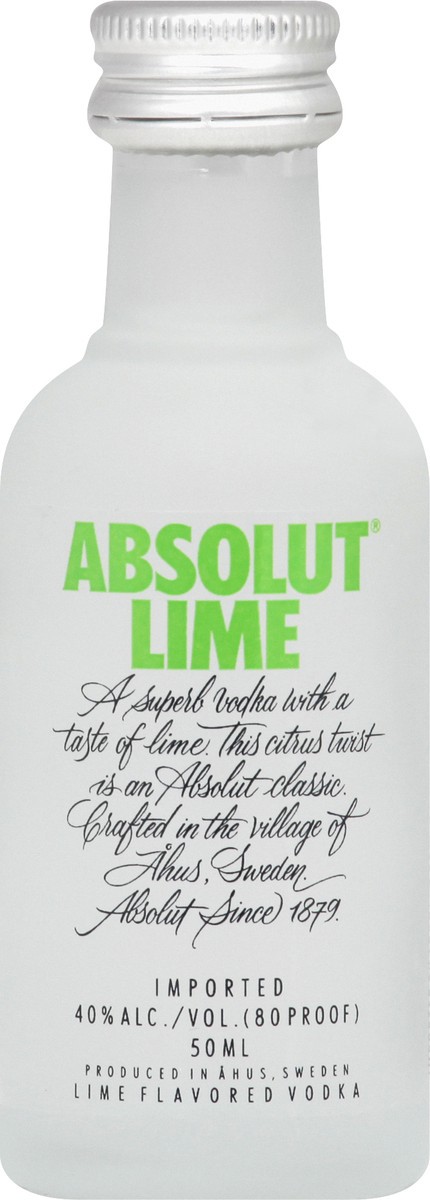 slide 4 of 9, Absolut Lime Vodka, 50 ml