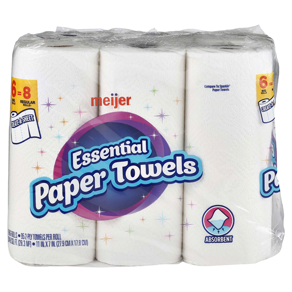 slide 1 of 1, Meijer Essential Paper Towels Big Rolls, 6 ct