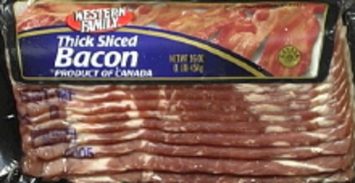 slide 1 of 1, Western Family Thick Sliced Bacon, 16 oz