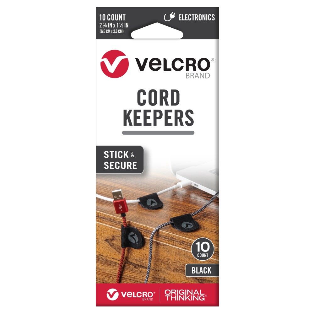slide 1 of 1, Velcro Brand Cord Keepers - Black, 10 ct