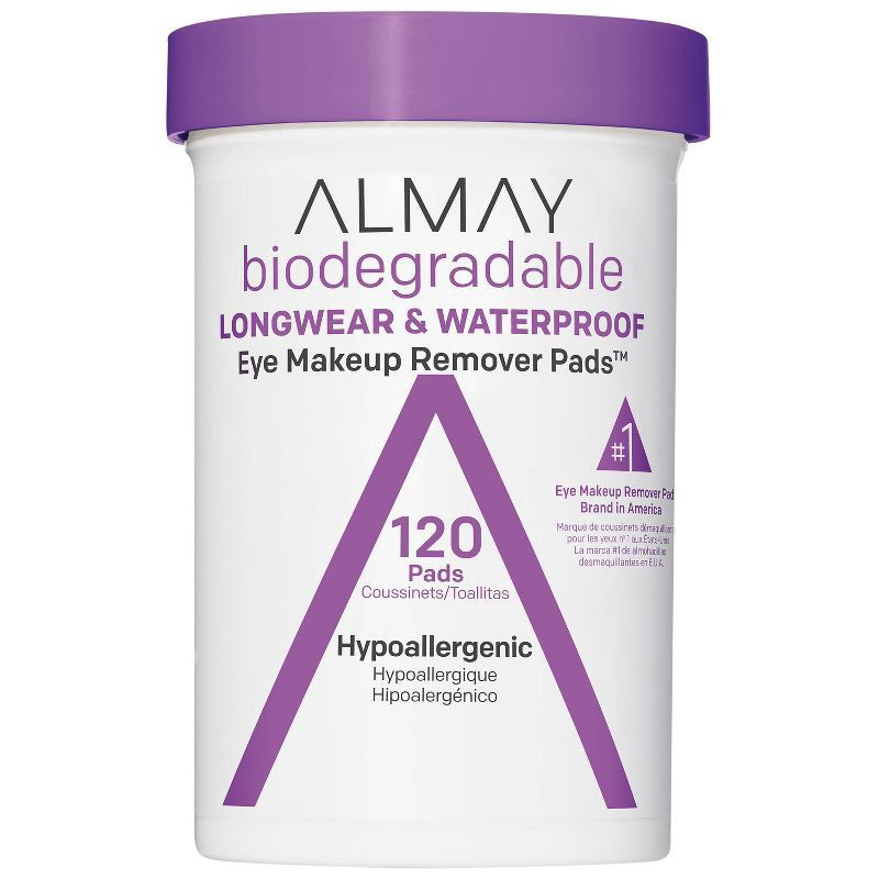 slide 1 of 9, Almay Biodegradable Longwear & Waterproof Eye Makeup Remover Pads, 120 ct