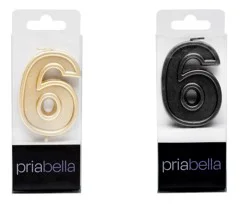 Priabella Metallic Birthday Candle Gold/Black 6 Assorted