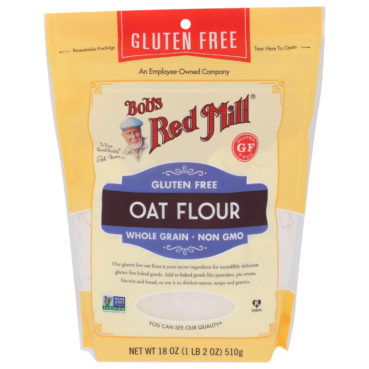 slide 1 of 9, Bob's Red Mill Whole Grain Gluten Free Oat Flour 18 oz, 18 oz