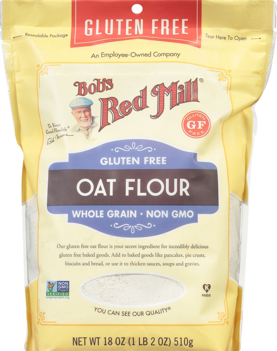 slide 8 of 9, Bob's Red Mill Whole Grain Gluten Free Oat Flour 18 oz, 18 oz