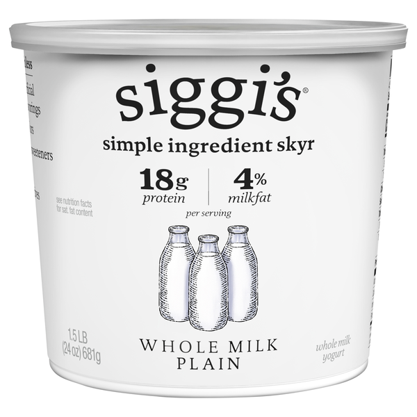 slide 1 of 1, siggi's Plain Icelandic Skyr Whole Milk Yogurt - 24 Oz, 24 oz