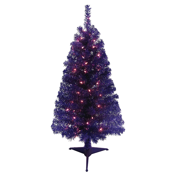 slide 1 of 1, December Home Pre Lit Purple Tinsel Christmas Tree, 4 ft