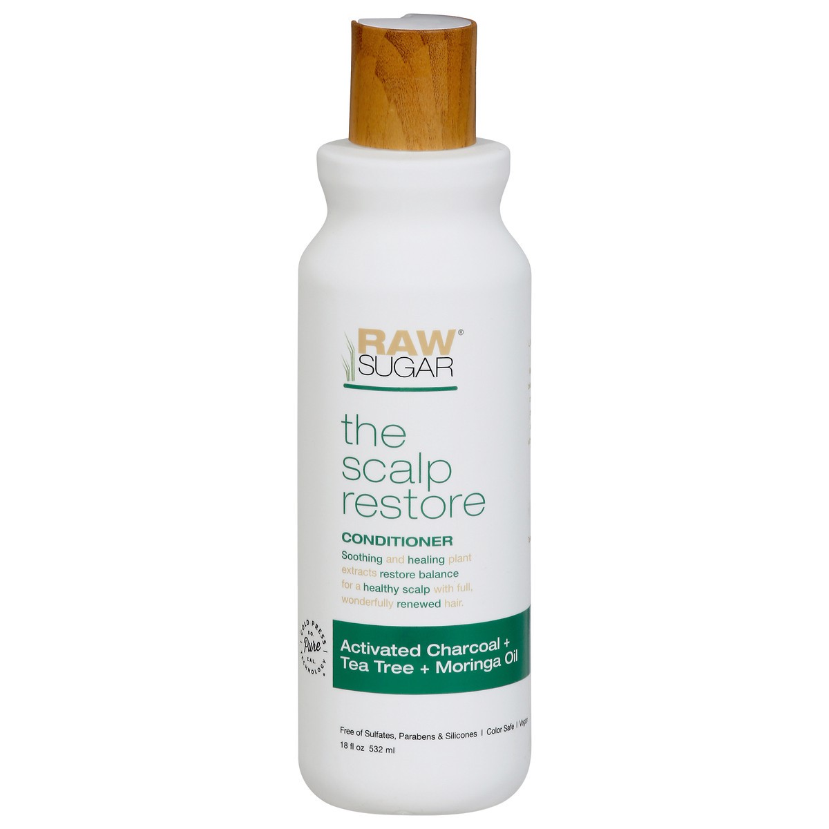 slide 7 of 12, Raw Sugar The Scalp Restore Conditioner - Activated Charcoal + Tea Tree + Moringa Oil, 18 fl oz