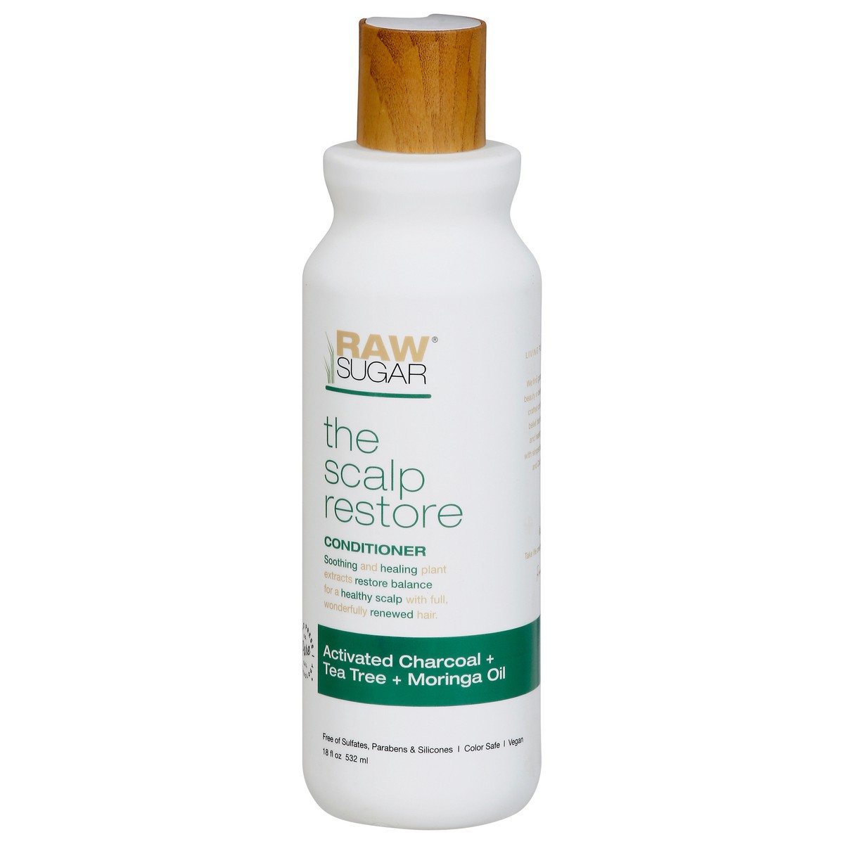 slide 9 of 12, Raw Sugar The Scalp Restore Conditioner - Activated Charcoal + Tea Tree + Moringa Oil, 18 fl oz