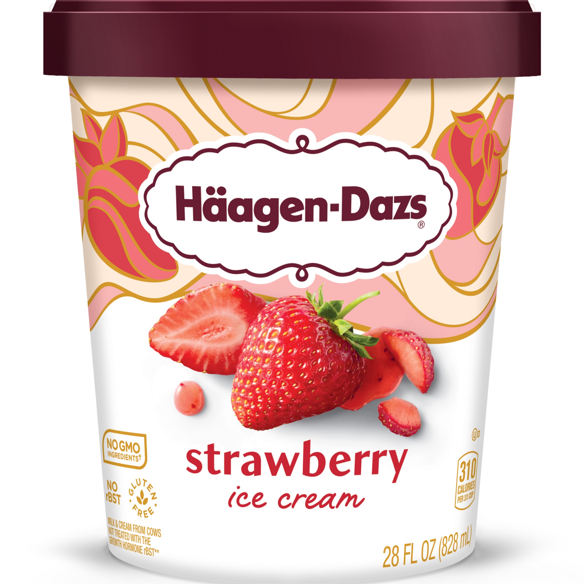 slide 1 of 1, Häagen-Dazs Haagen Dazs Strawberry Ice Cream, 28 oz