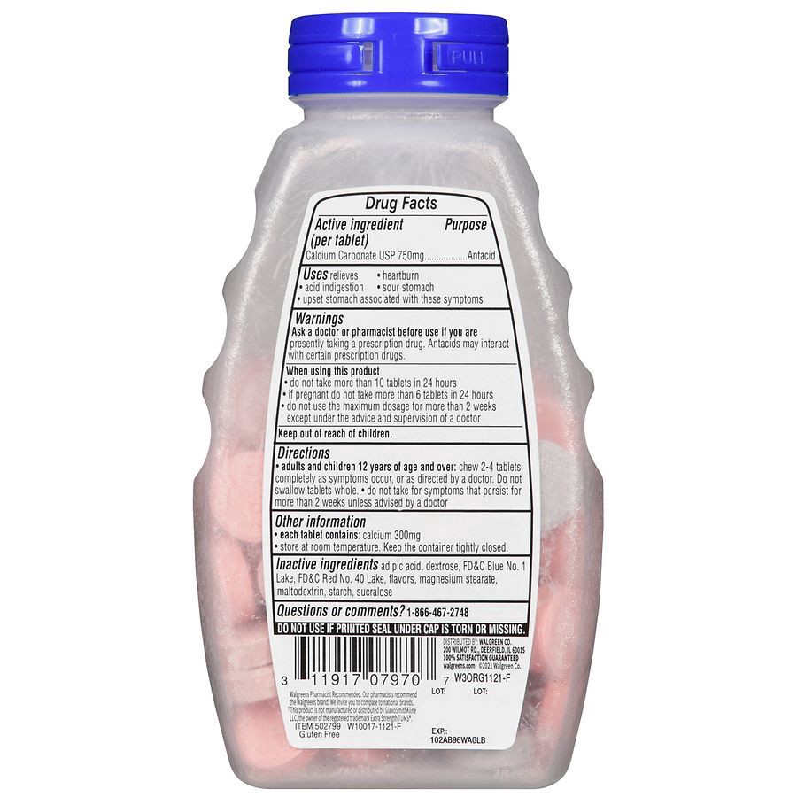 slide 3 of 5, Walgreens Extra Strength Assorted Berries Antacid Chewable Tablets, 96 ct