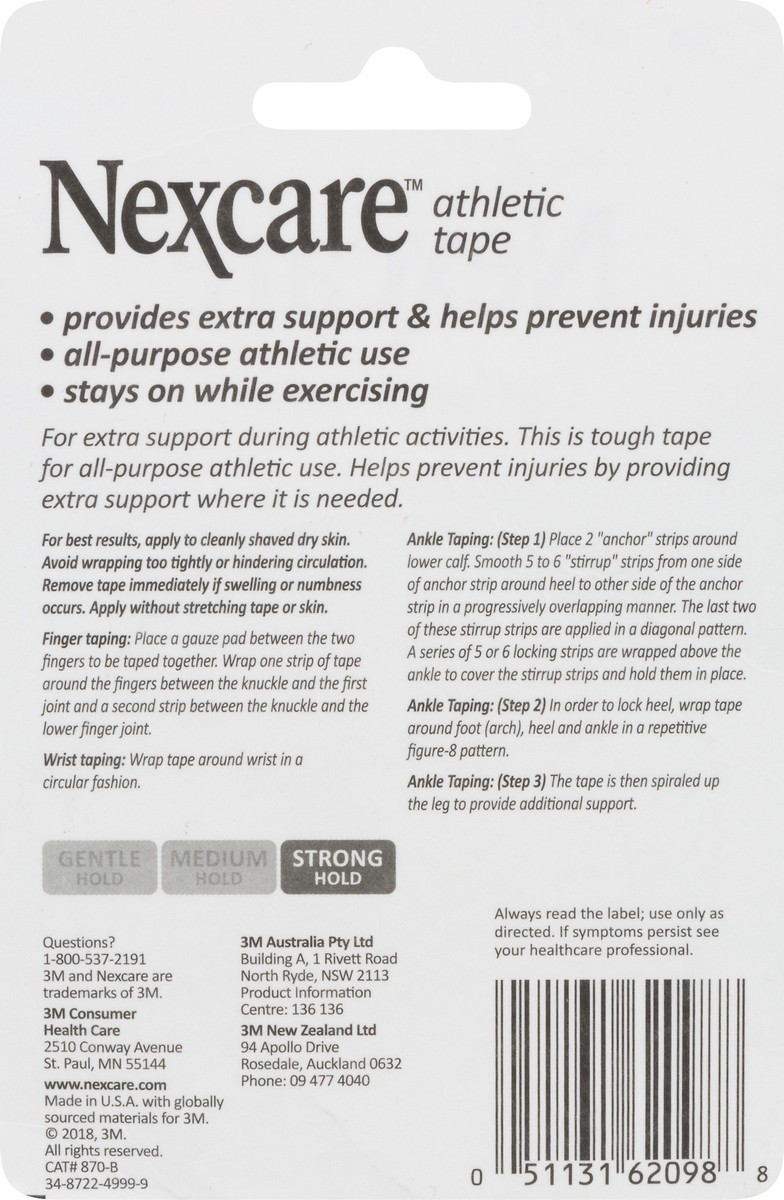 slide 8 of 9, Nexcare 1.5 Inch Strong Hold For Sports Athletic Tape 1 ea, 12.5 yd