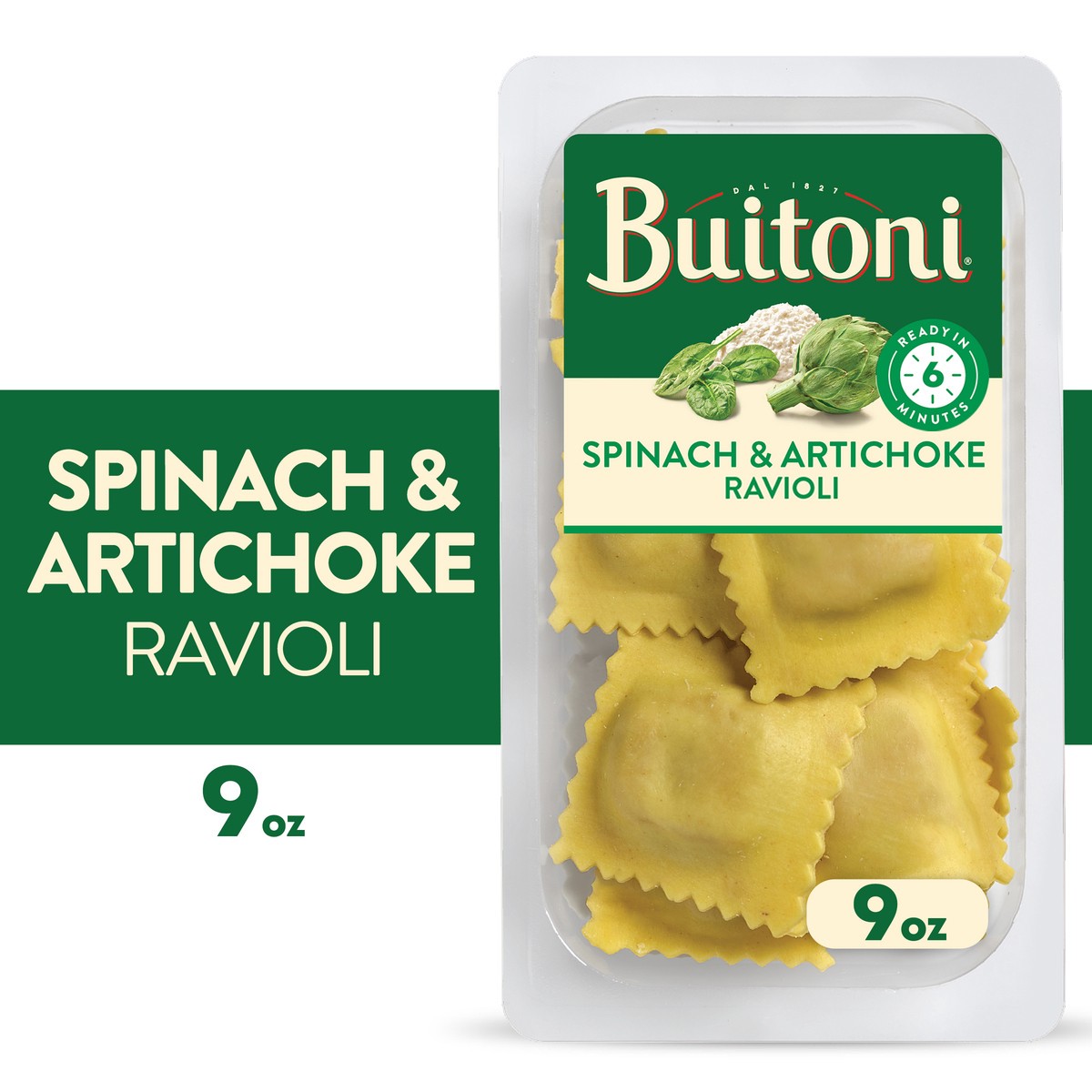 slide 1 of 10, Buitoni Spinach and Artichoke Ravioli, Refrigerated Pasta, 9 oz