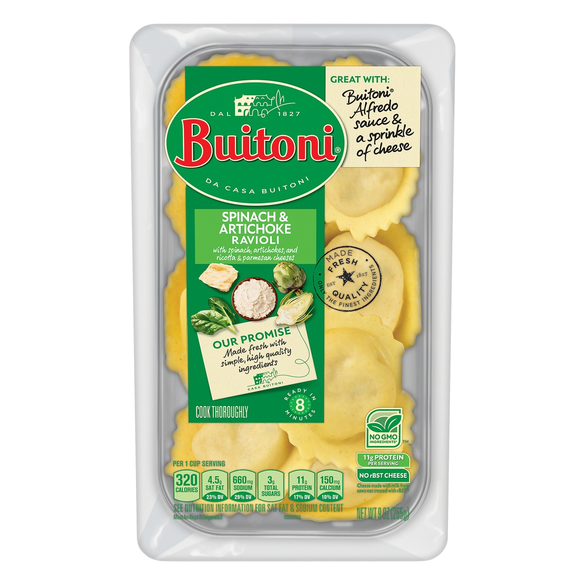 slide 9 of 9, Buitoni Spinach & Artichoke Ravioli, 9 oz