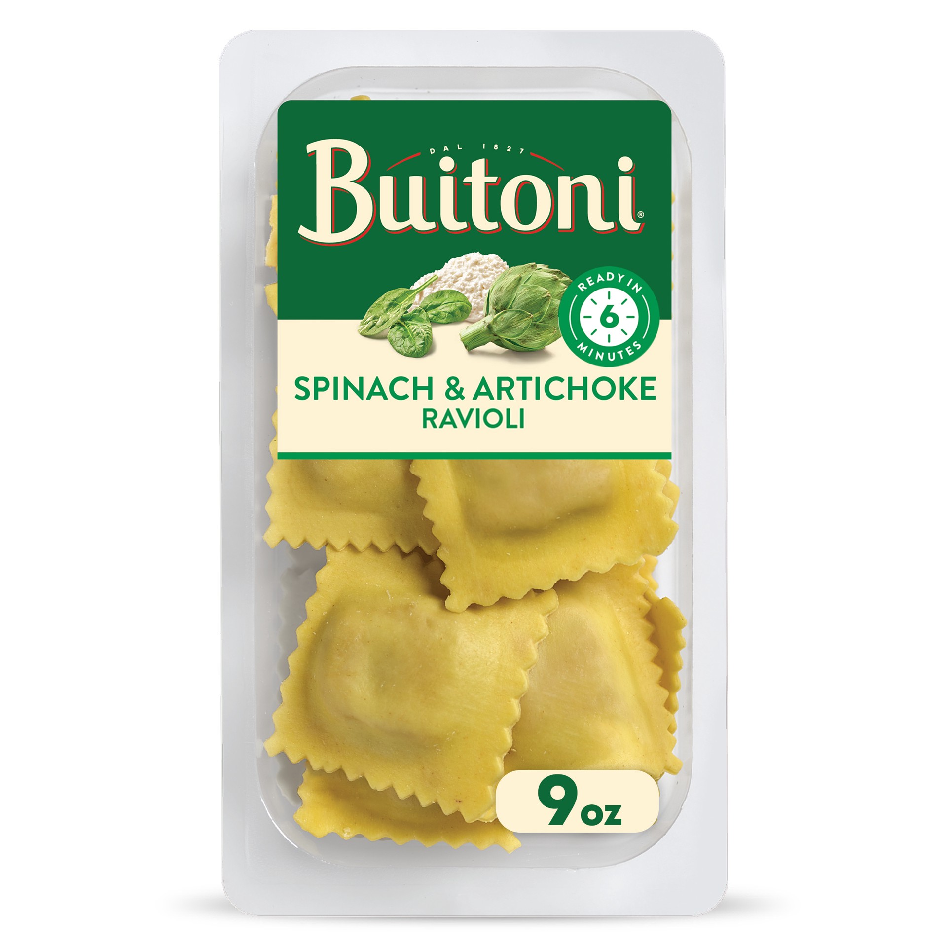 slide 1 of 10, Buitoni Spinach and Artichoke Ravioli, Refrigerated Pasta, 9 oz Package, 9 oz