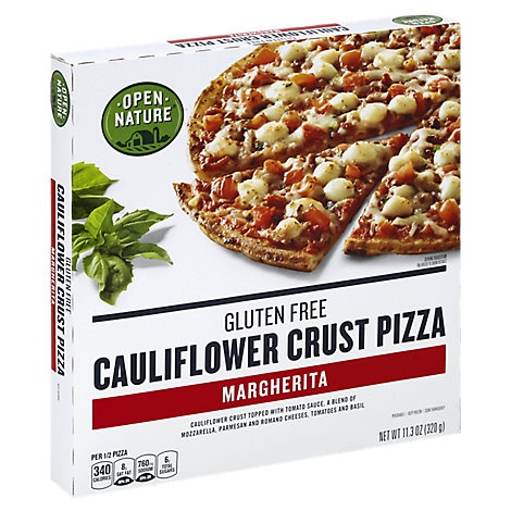 slide 1 of 1, Open Nature Pizza Cauliflower Crust Margherita Gluten Free Frozen, 10.2 oz