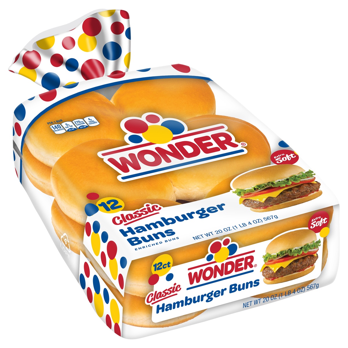 slide 2 of 10, Wonder® Classic Hamburger Buns 12 ct Bag, 20 oz