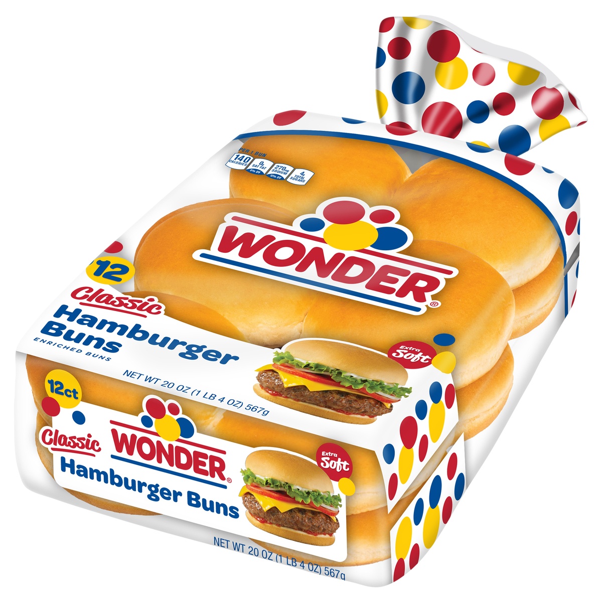 slide 3 of 10, Wonder® Classic Hamburger Buns 12 ct Bag, 20 oz