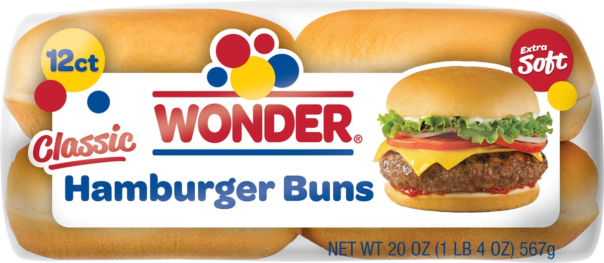 slide 9 of 10, Wonder® Classic Hamburger Buns 12 ct Bag, 20 oz
