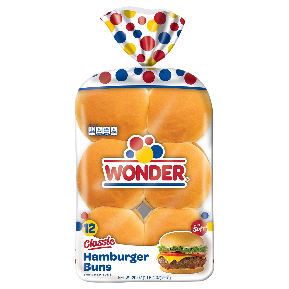 slide 10 of 10, Wonder® Classic Hamburger Buns 12 ct Bag, 20 oz