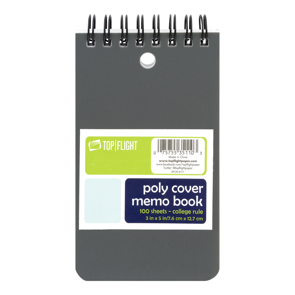 slide 1 of 7, Top Flight Poly Cover Memo Book College Rule, 100 ct