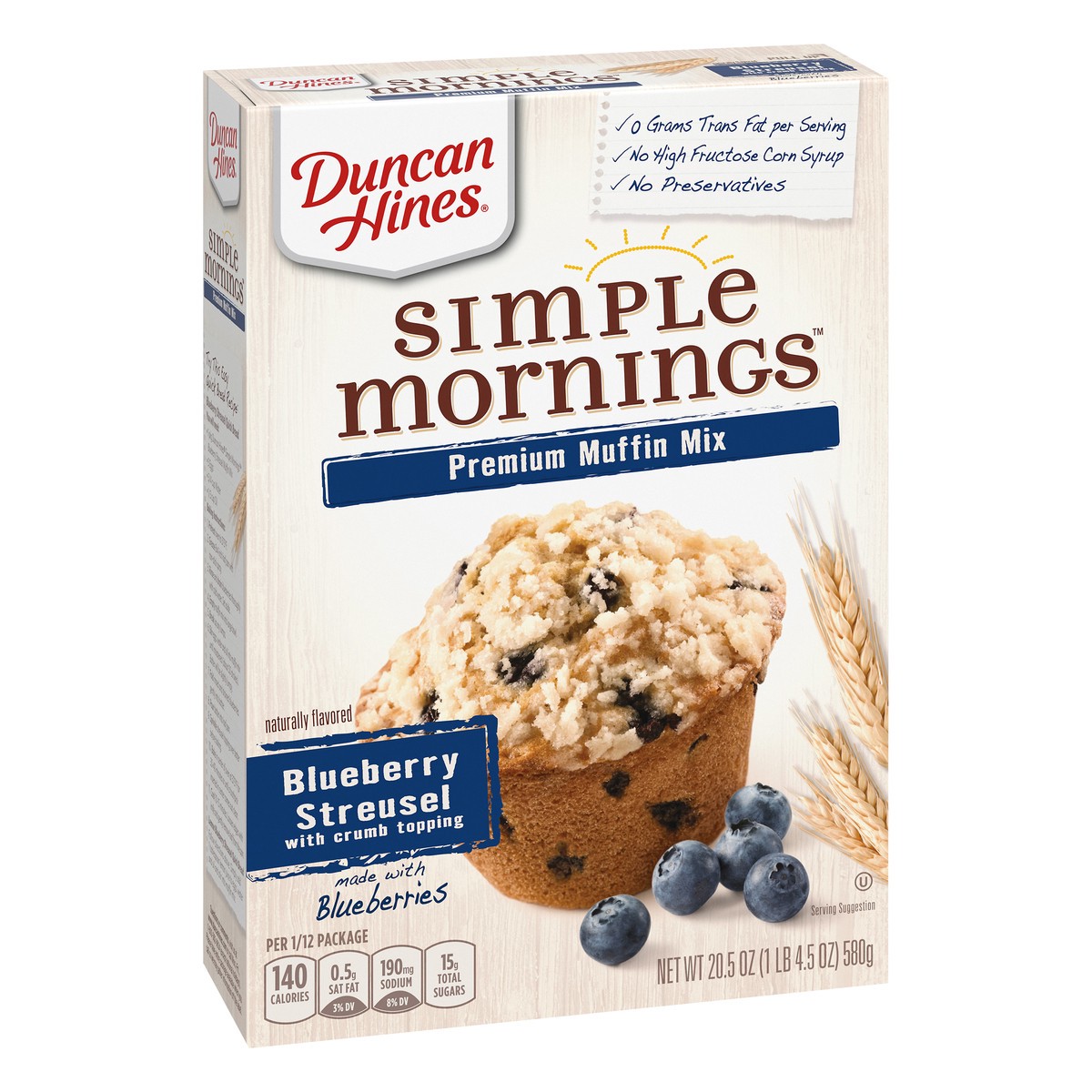 slide 10 of 13, Duncan Hines Simple Mornings Premium Blueberry Streusal with Crumb Topping Muffin Mix 20.5 oz, 20.5 oz