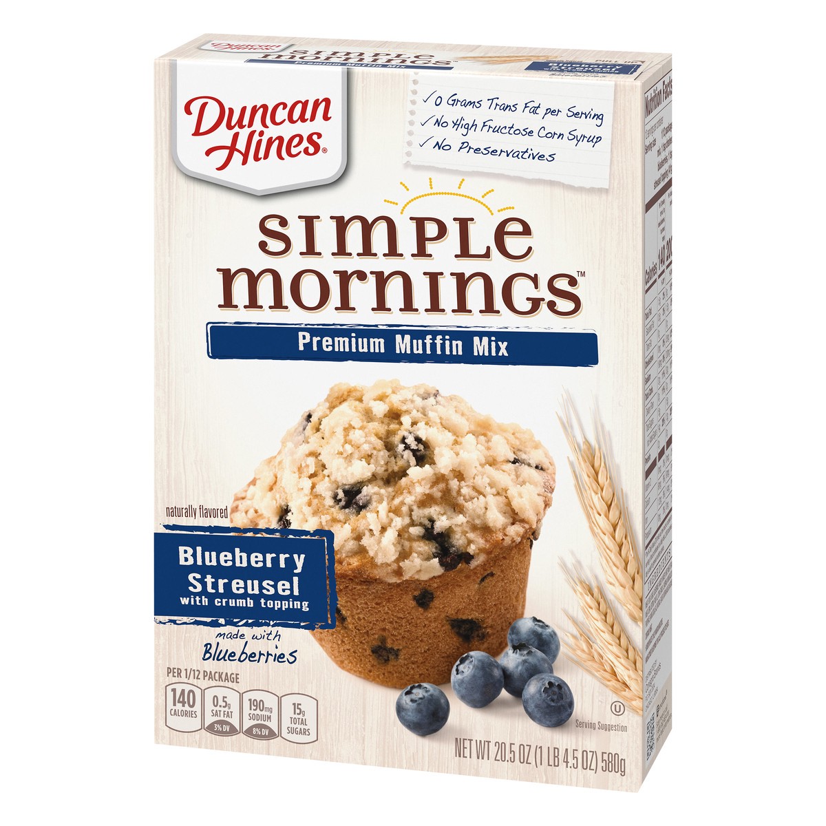 slide 11 of 13, Duncan Hines Simple Mornings Premium Blueberry Streusal with Crumb Topping Muffin Mix 20.5 oz, 20.5 oz