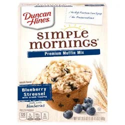 Duncan Hines Simple Mornings Blueberry Streusel Premium Muffin Mix, 20.5 oz
