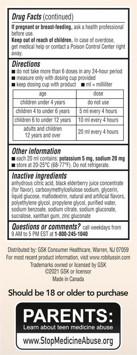 slide 7 of 9, Robitussin Elderberry Cough and Chest Congestion DM Non Drowsy Children's Cough Medicine - 4 Fl Oz Cough Syrup, 