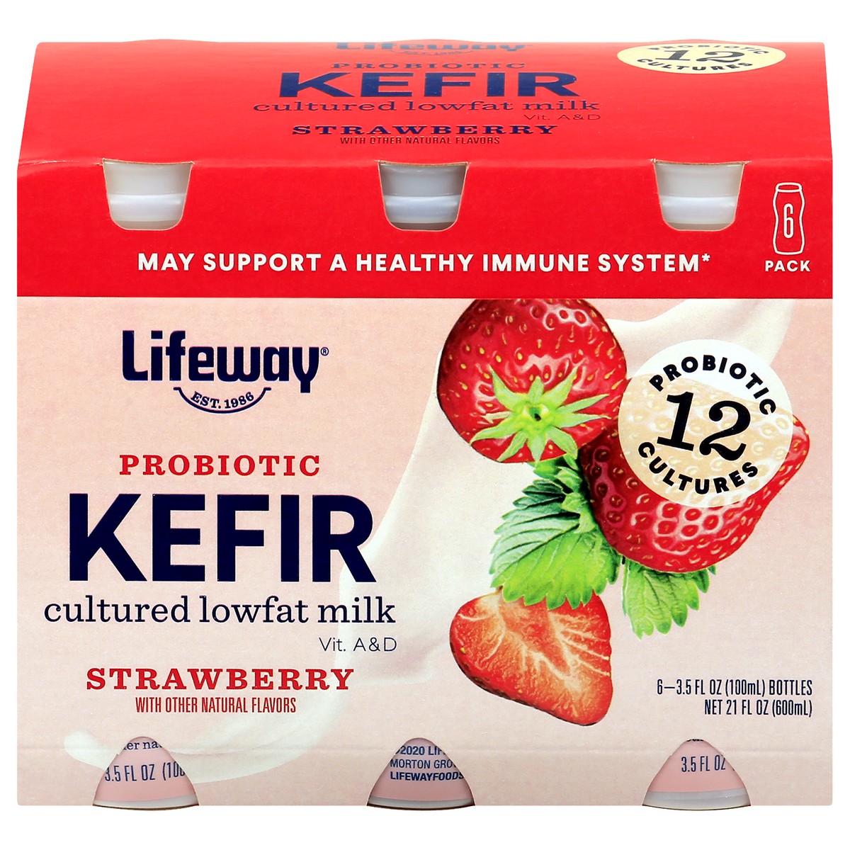 slide 1 of 10, Lifeway Kefir, Strawberry, 6Pk, 3.5 fl oz