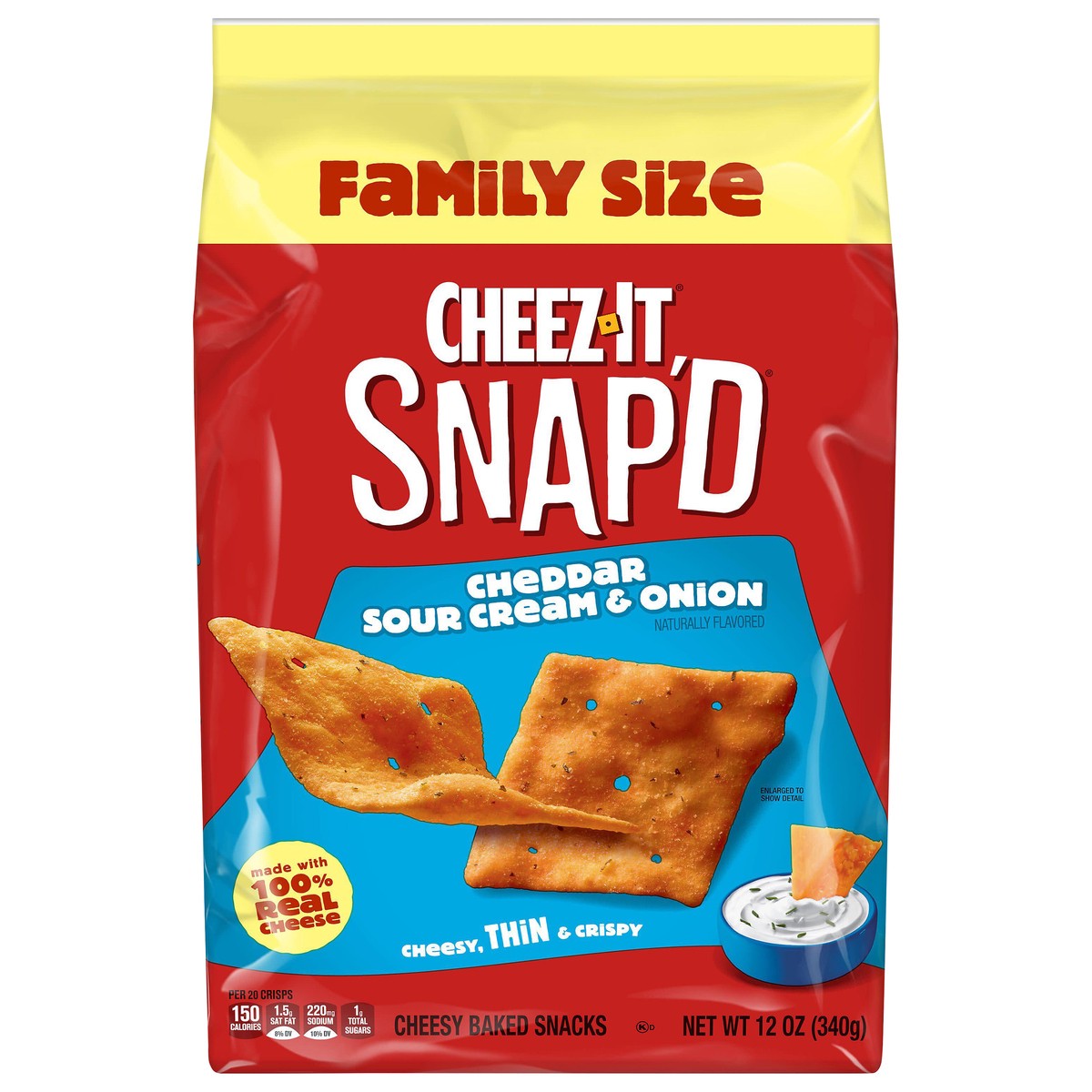 slide 3 of 3, Cheez-It Snap'd Cheddar Sour Cream Onion Cheese Cracker Chips, 12 oz