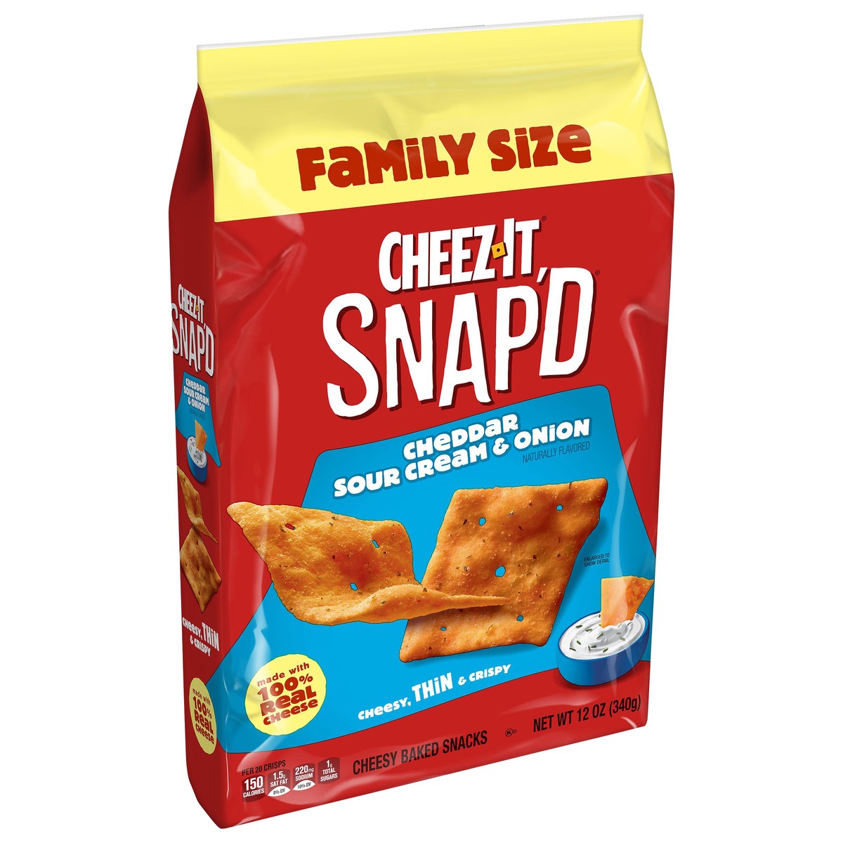 slide 2 of 3, Cheez-It Snap'd Cheddar Sour Cream Onion Cheese Cracker Chips, 12 oz