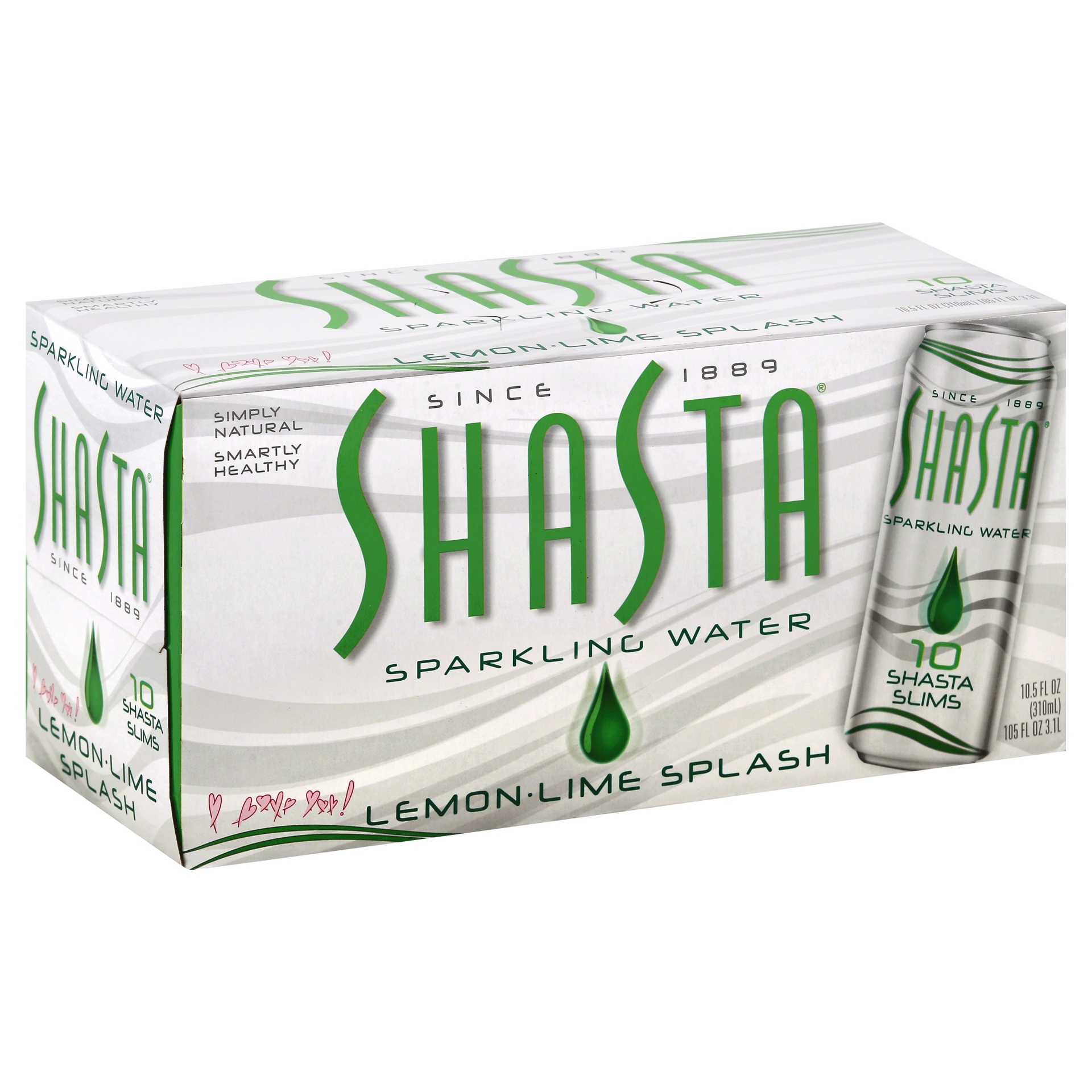 slide 1 of 1, Shasta Lemon Lime Splash Sparkling Water - 10 ct; 10.5 fl oz, 10 ct; 10.5 fl oz